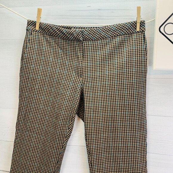J Jill Womens Bi Stretch Dress Pant Multicolor Check Ankle Flat Front Size 10 - Picture 4 of 12